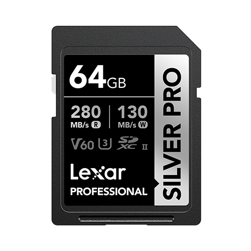 64GB Lexar Professional SD card on a white background