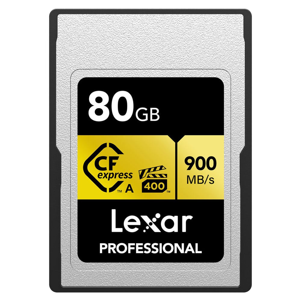 Lexar 80GB CFexpress Type A Card Gold Series, 900MB/s, for professional photo and video capture.