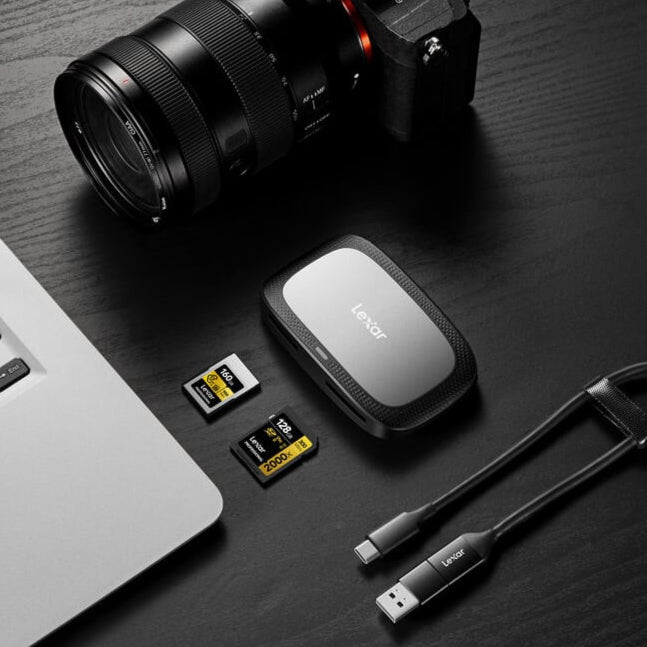 Lexar Professional CFexpress Type A USB 3.2 Gen 2 Card Reader – high-speed reader for fast file transfers from CFexpress Type A memory cards to computers.