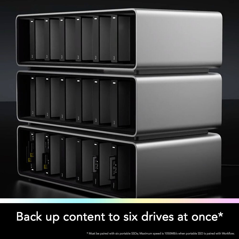 The Lexar Professional Workflow Dock delivers lightning-fast 40Gb/s Thunderbolt 4 connectivity for seamless and high-speed data transfer.