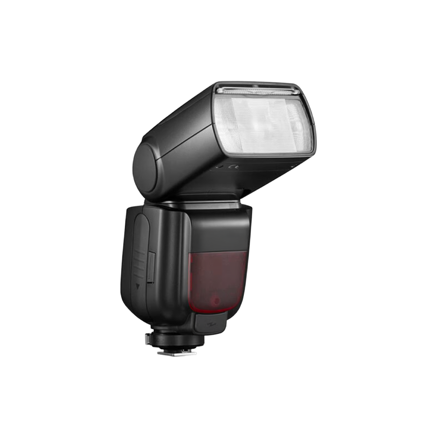 Camera flash on a white background