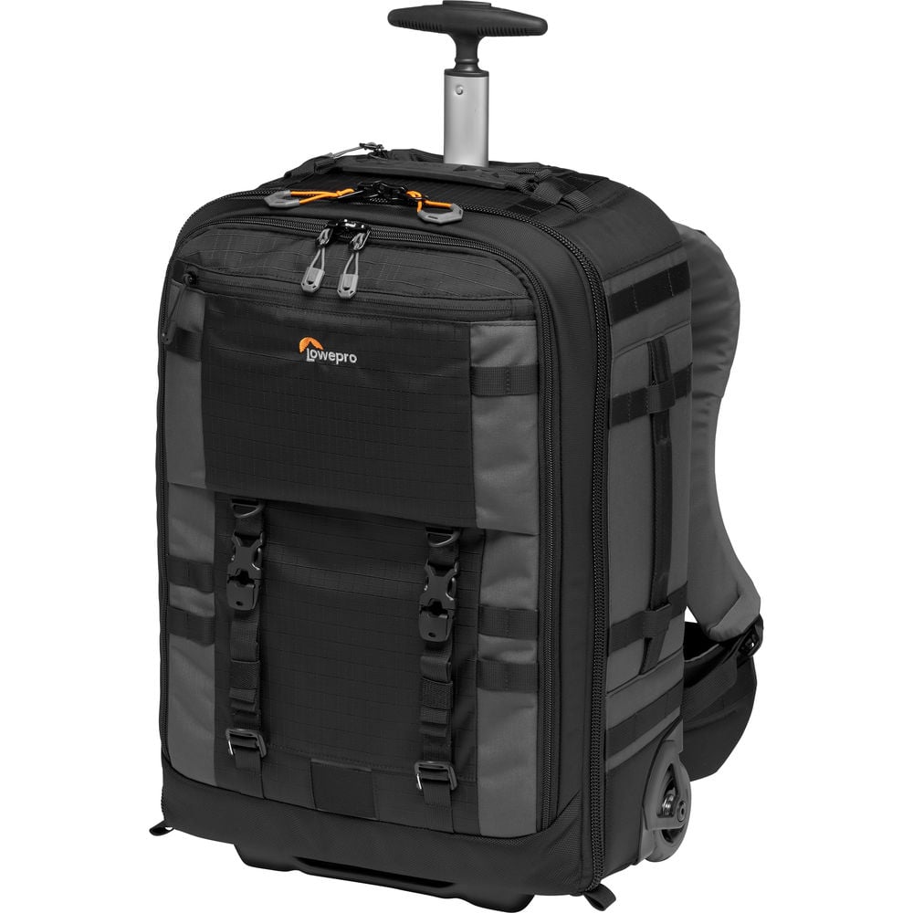 Lowepro Pro Trekker RLX 450 AW II backpack roller is a rugged carry on camera bag with wheels.
