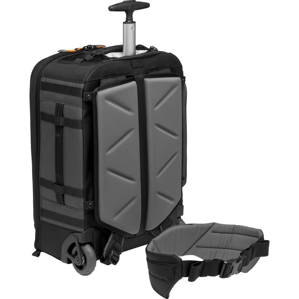 Lowepro Pro Trekker RLX 450 AW II backpack roller is a rugged carry on camera bag with wheels.