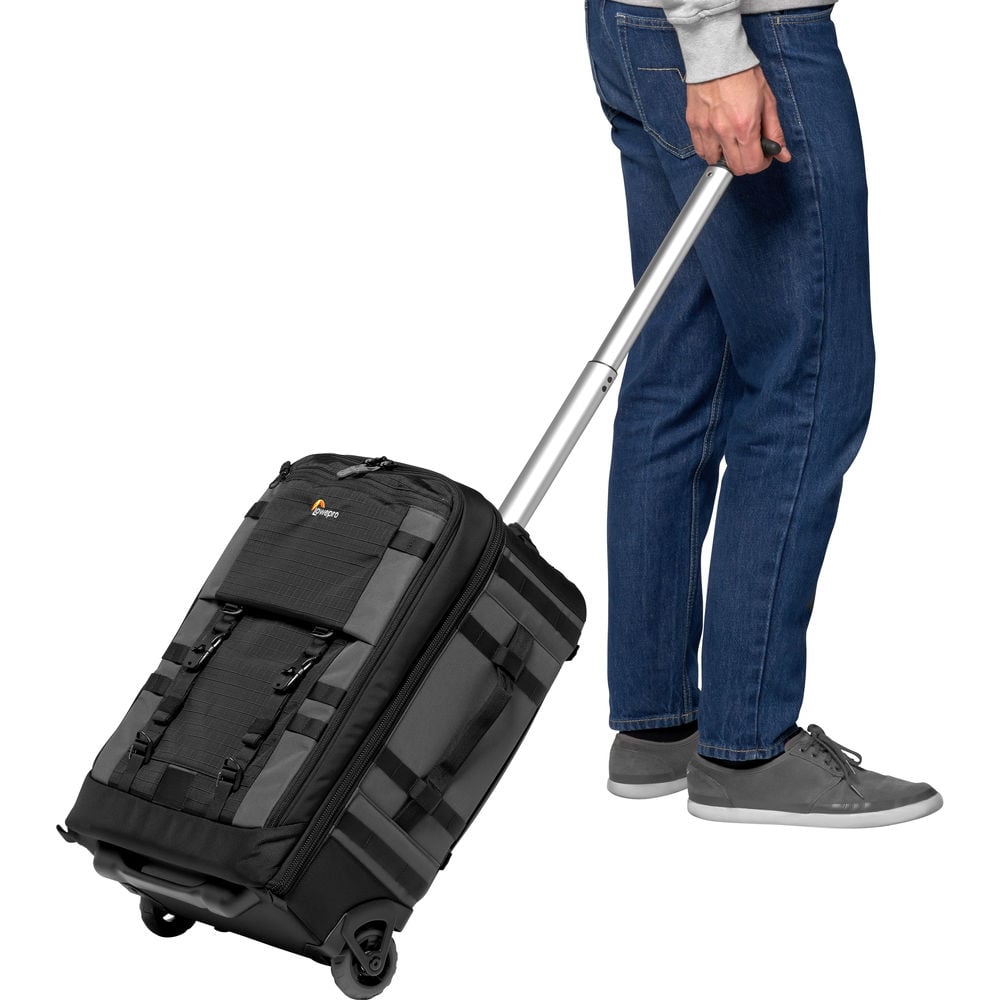 Lowepro Pro Trekker RLX 450 AW II backpack roller is a rugged carry on camera bag with wheels.
