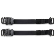 Adjustable Lowepro ProTactic Quick Straps III made of 93% recycled fabric, featuring glove-friendly cam-lock side release buckles, new custom gatekeeper hooks, compatible with 20mm webbing loops, perfect for securing tripods and accessories to camera bags.
