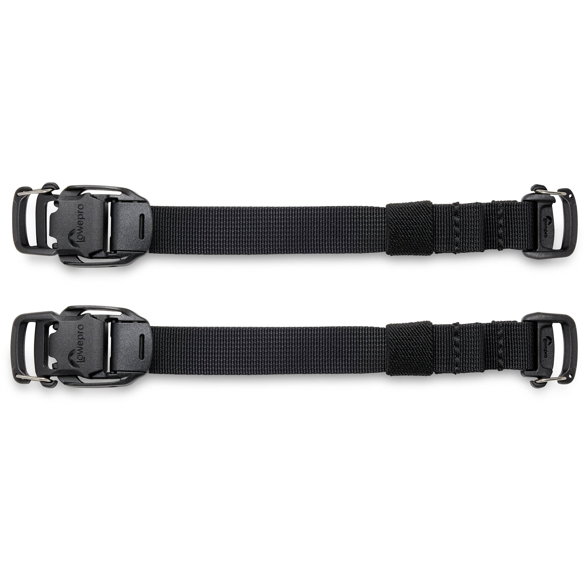 Adjustable Lowepro ProTactic Quick Straps III made of 93% recycled fabric, featuring glove-friendly cam-lock side release buckles, new custom gatekeeper hooks, compatible with 20mm webbing loops, perfect for securing tripods and accessories to camera bags.