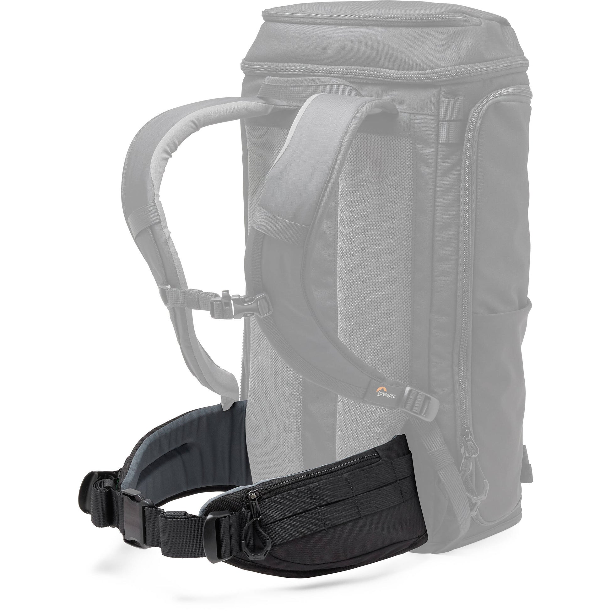 Lowepro ProTactic Utility Belt III in black, fits waists 76-148 cm, holds up to seven SlipLock pouches, includes deployable drawstring pocket for lens swaps or 1L water bottle, made with 92% recycled fabric for durability and comfort.