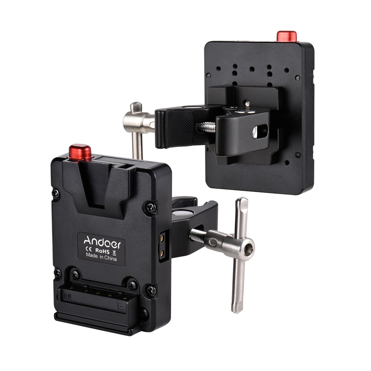 Luxceo SL200D V-mount battery clamp cable for secure power connection.