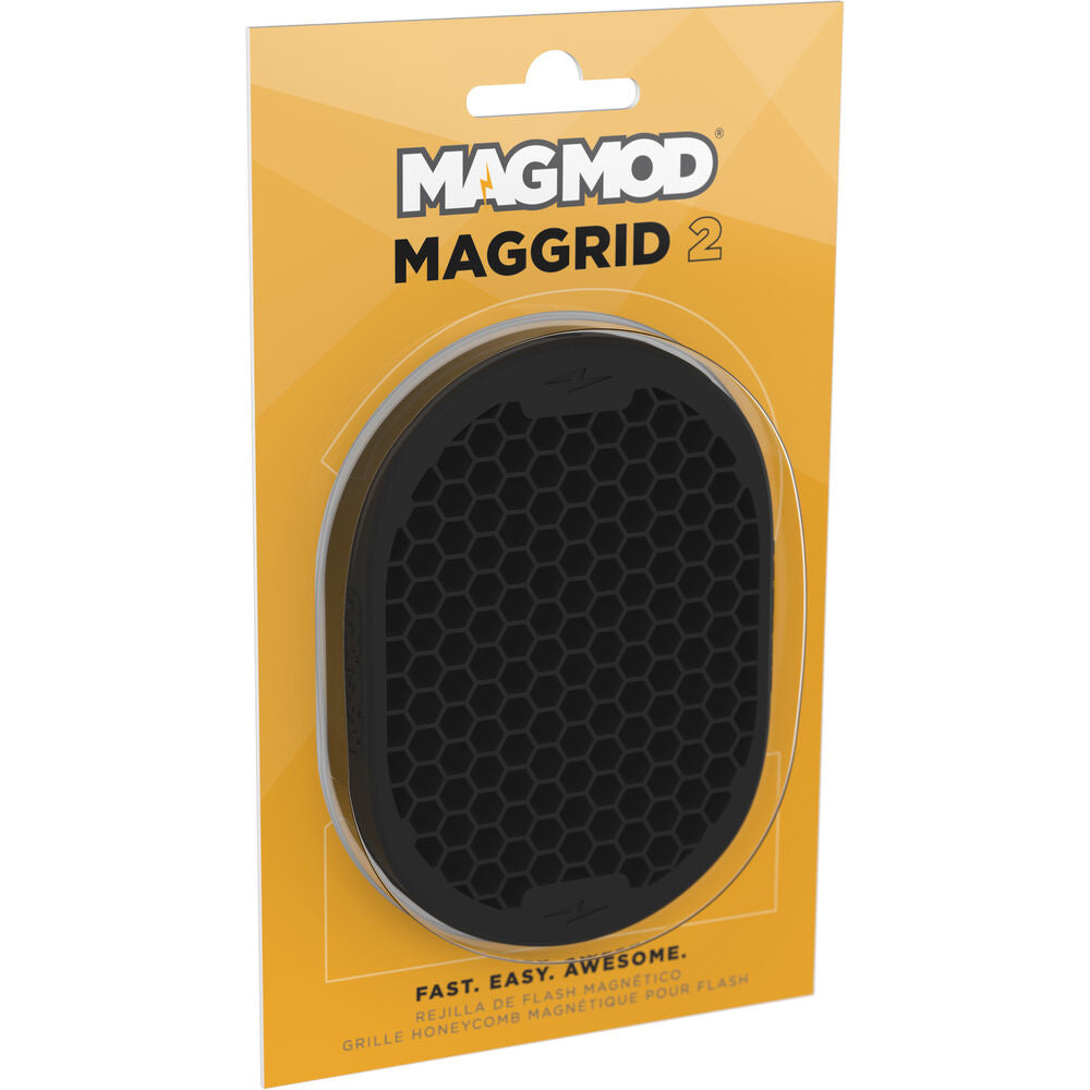 The MagMod MagGrid 2 is a professional-quality, black silicone rubber accessory with a honeycomb grid design that concentrates a flash's light beam to a 40° angle.