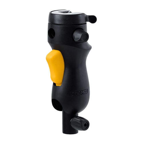 MagMod MagShoe 2 universal cold-shoe bracket with ergonomic pistol-style grip and orange release lever for one-handed flash or modifier mounting.