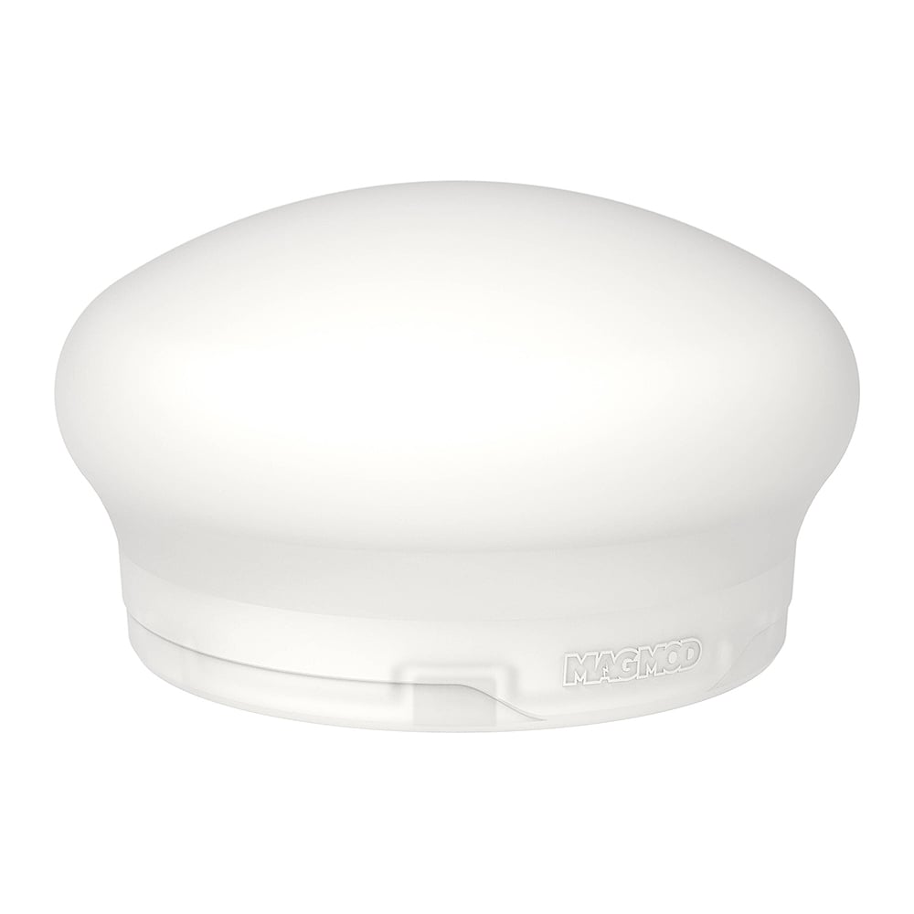 The MagMod MagSphere XL is a soft, diffused light modifier for photographers, made of durable and flexible silicone, that magnetically attaches to a strobe or LED light.