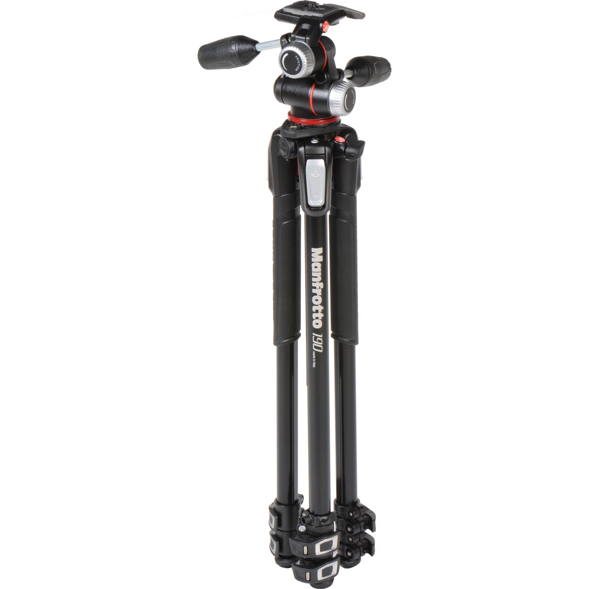 Manfrotto 190XPRO3 tripod with 90° column and quick-lock legs.