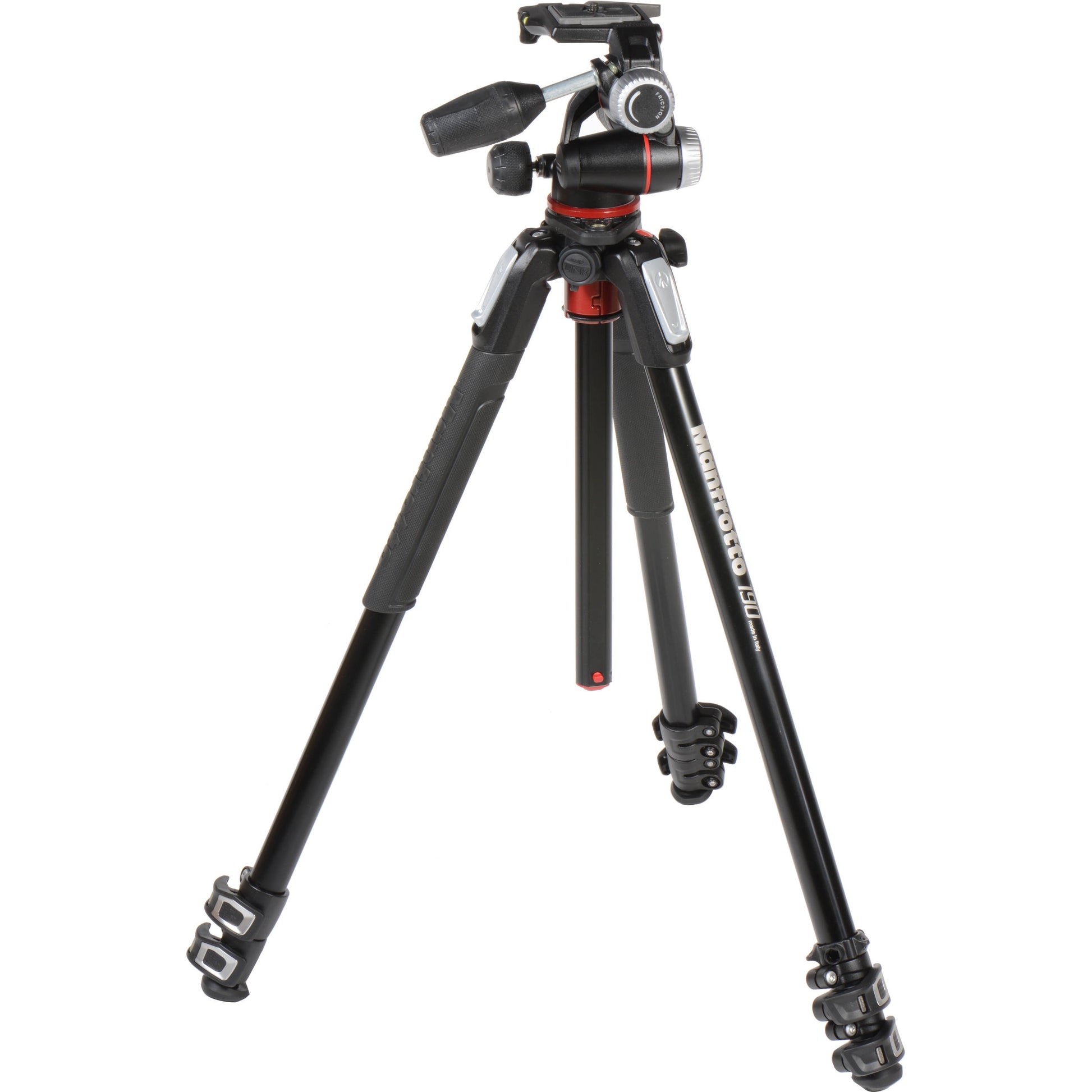 Manfrotto 190XPRO3 tripod with 90° column and quick-lock legs.