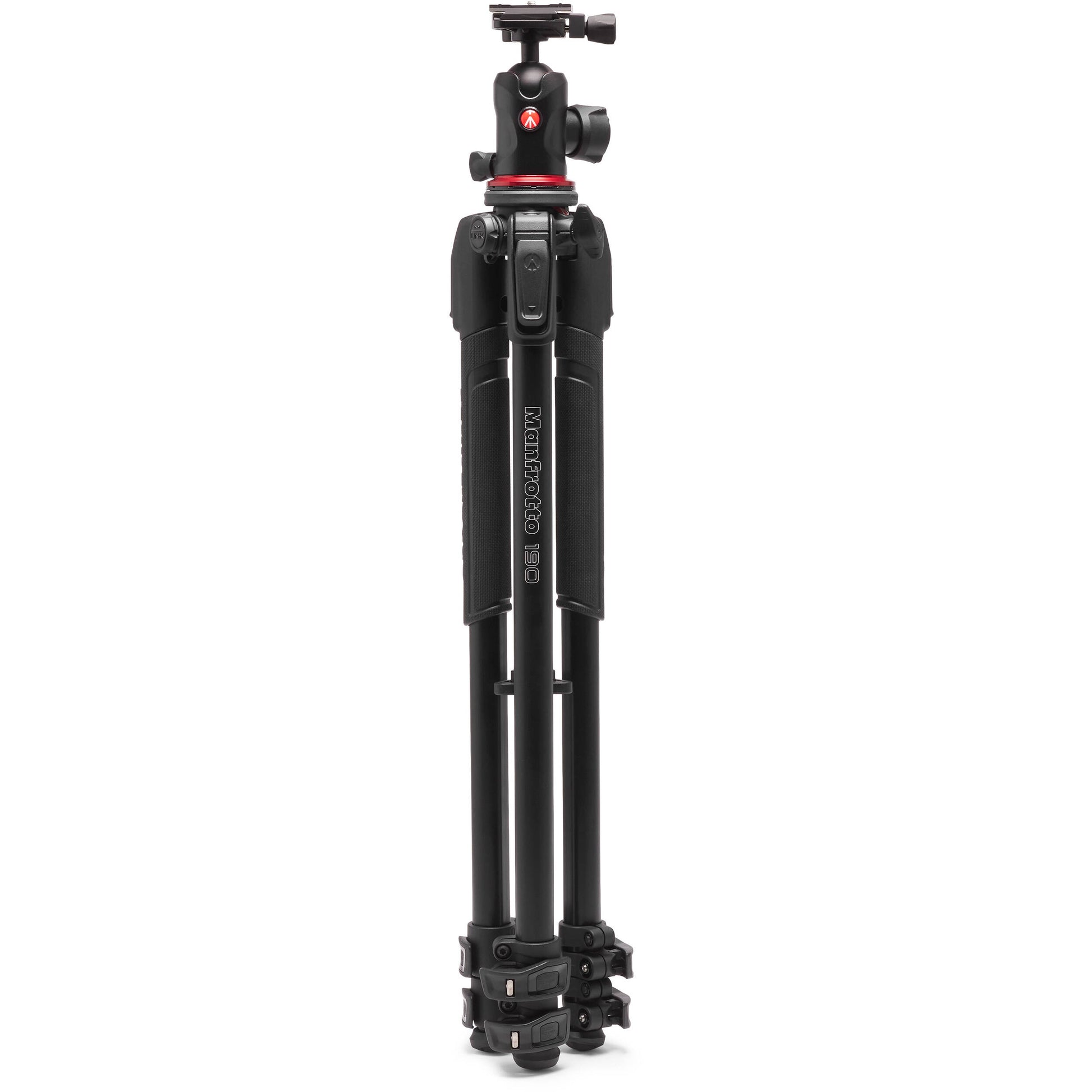 Manfrotto 190X AS aluminium tripod with 496 centre ball head for mirrorless cameras in black.