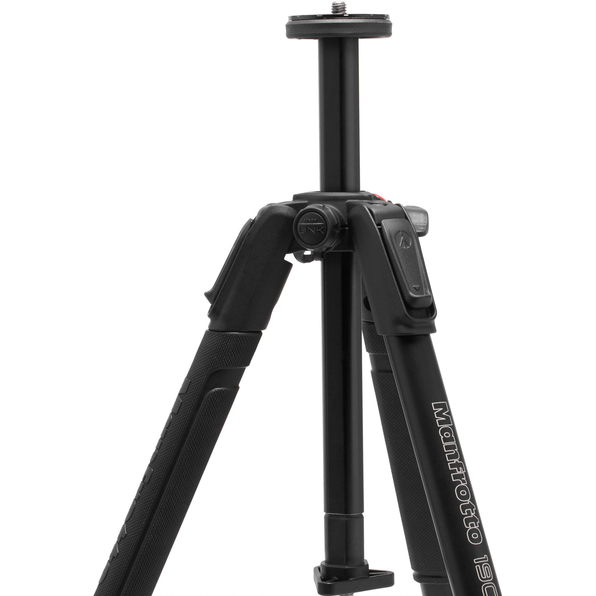 Manfrotto 190X AS aluminium tripod with 496 centre ball head for mirrorless cameras in black.