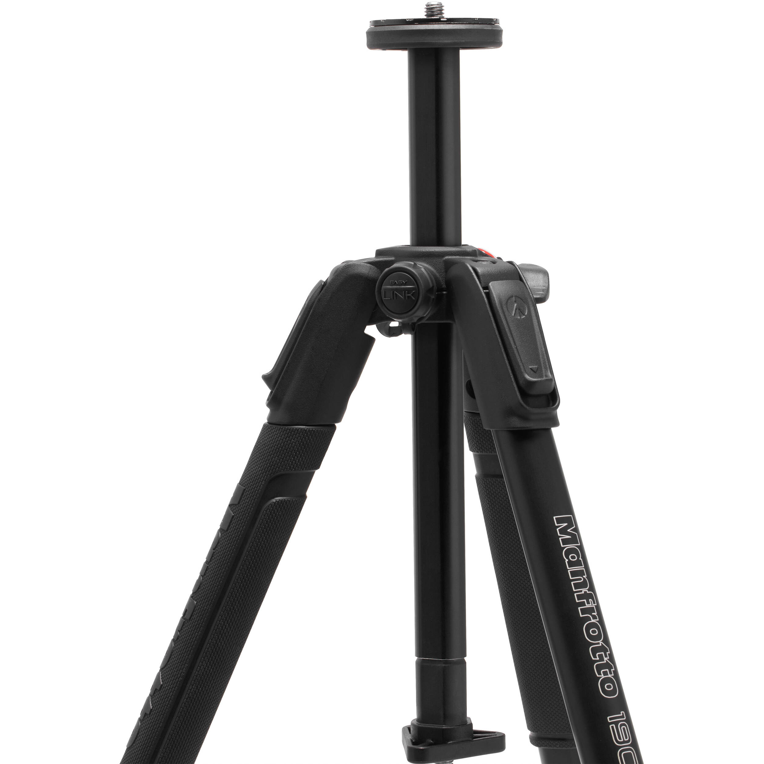 Manfrotto 190X AS aluminium tripod with 496 centre ball head for mirrorless cameras in black.