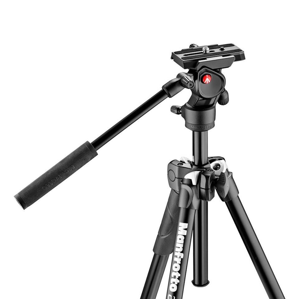 The Manfrotto aluminium tripod with fluid head is a compact, durable tripod that delivers smooth pan and tilt.