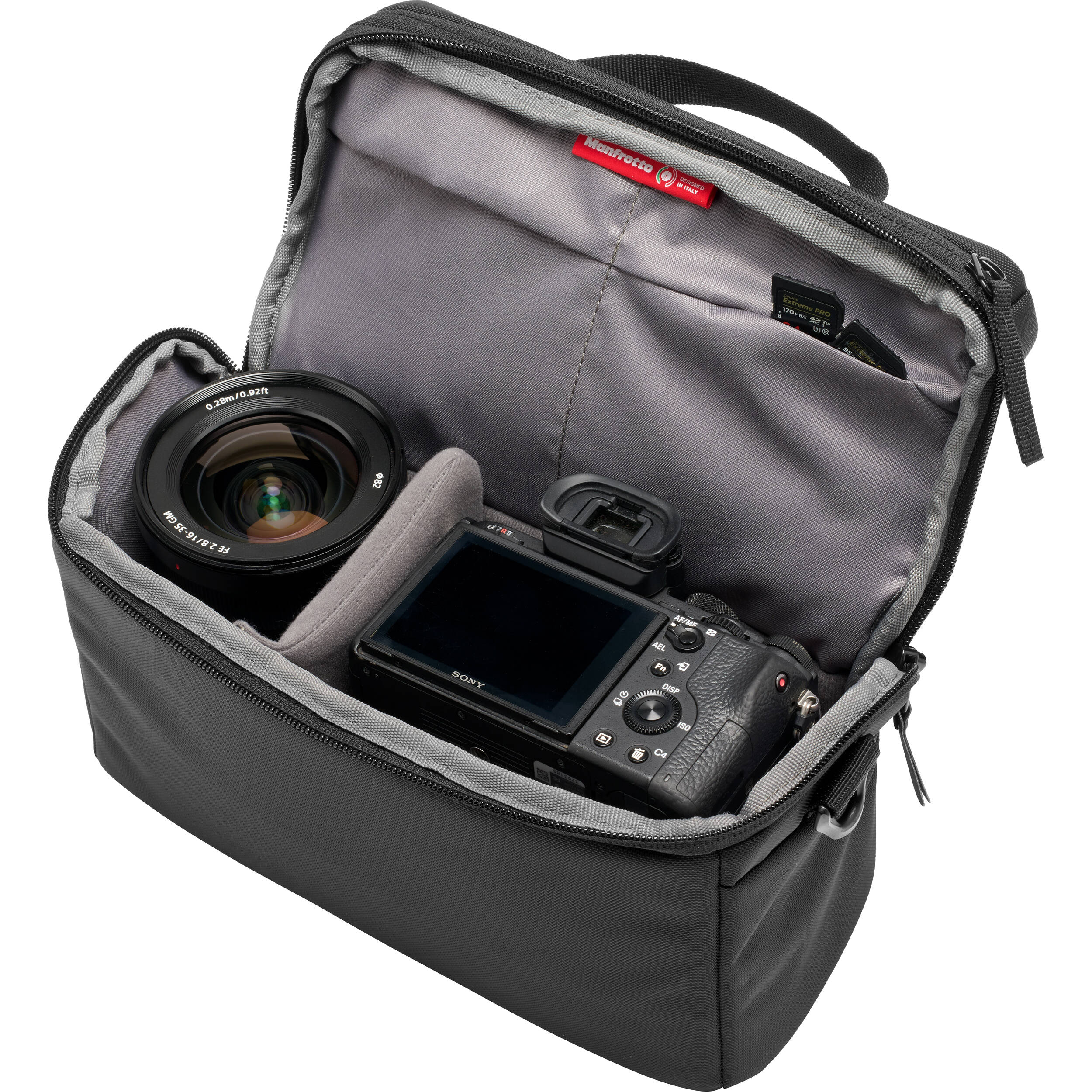 Advanced III M bag showing interior dividers and multiple accessory pockets