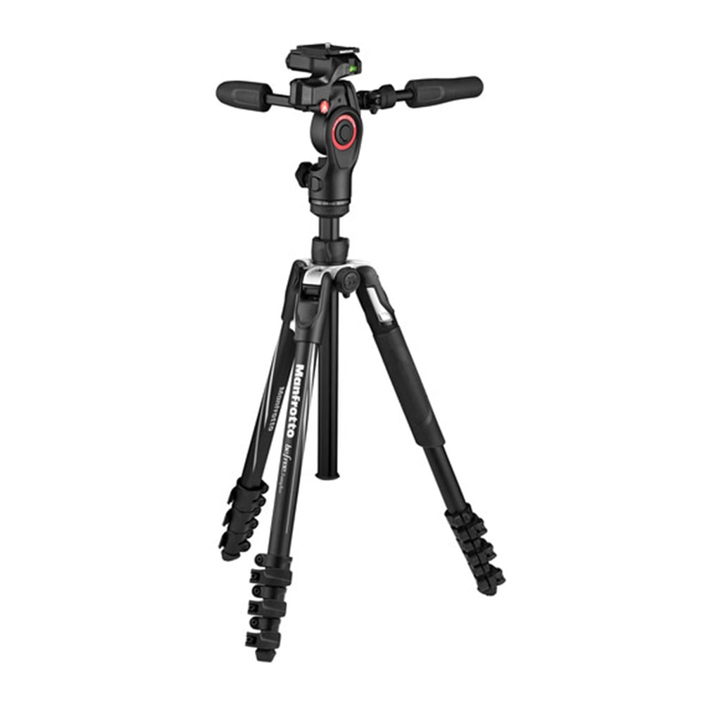 A dual-purpose travel tripod ideal for both photo and video applications. It features a 3-way fluid head that offers stability and versatility.