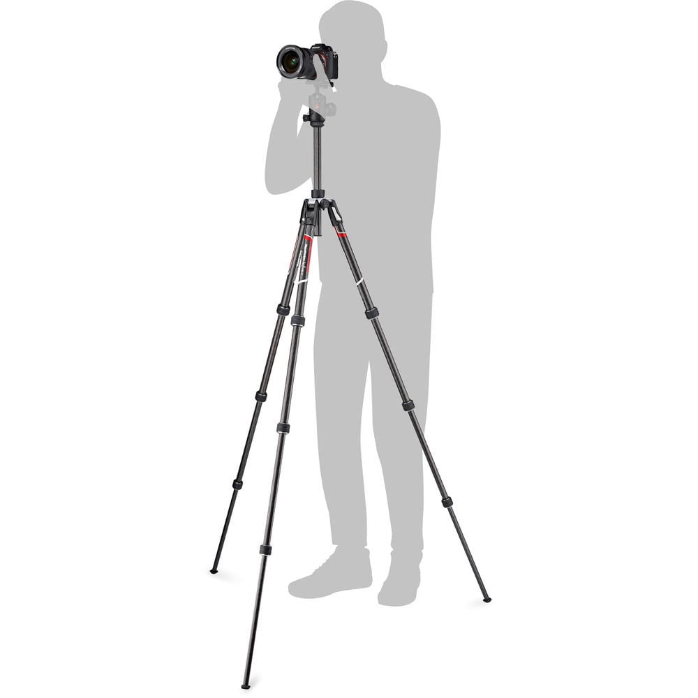 Get the stability you need for your DSLR or mirrorless camera. The Manfrotto tripod has a load capacity of 10kg and reaches up to 138cm. Great for traveling.
