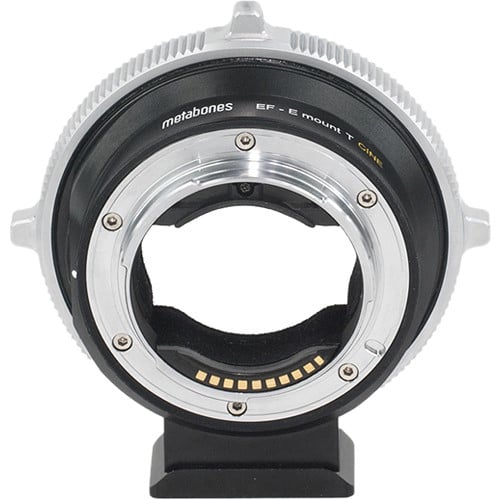 Metabones Canon EF to Sony E-Mount T CINE Smart Adapter for seamless lens-camera compatibility with aperture control and IS.
