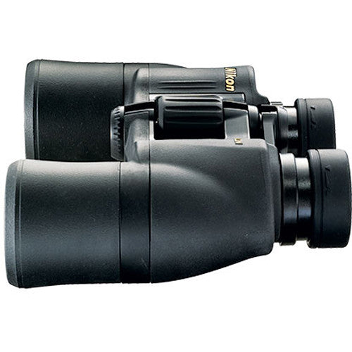 Nikon 10x42 Aculon A211 binoculars with aspheric lenses, eco-glass, BAK4 Porro prisms, multi-coated optics, and wide 60° field of view.