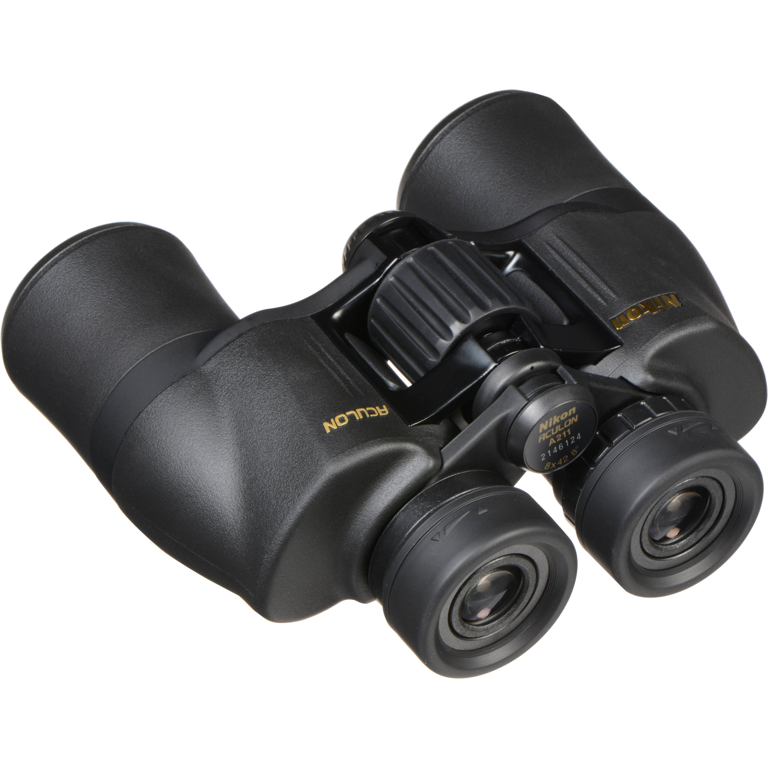 Nikon Aculon A211 8x42 binoculars with clear, bright view and durable rubber grip.
