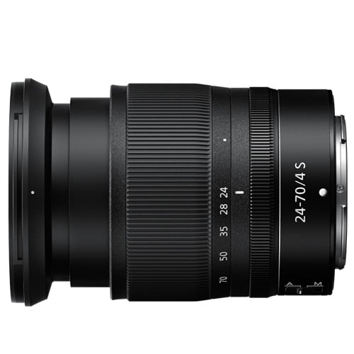 Camera lens with specifications on a white background