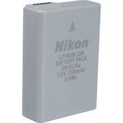 Nikon lithium ion battery pack on a white background