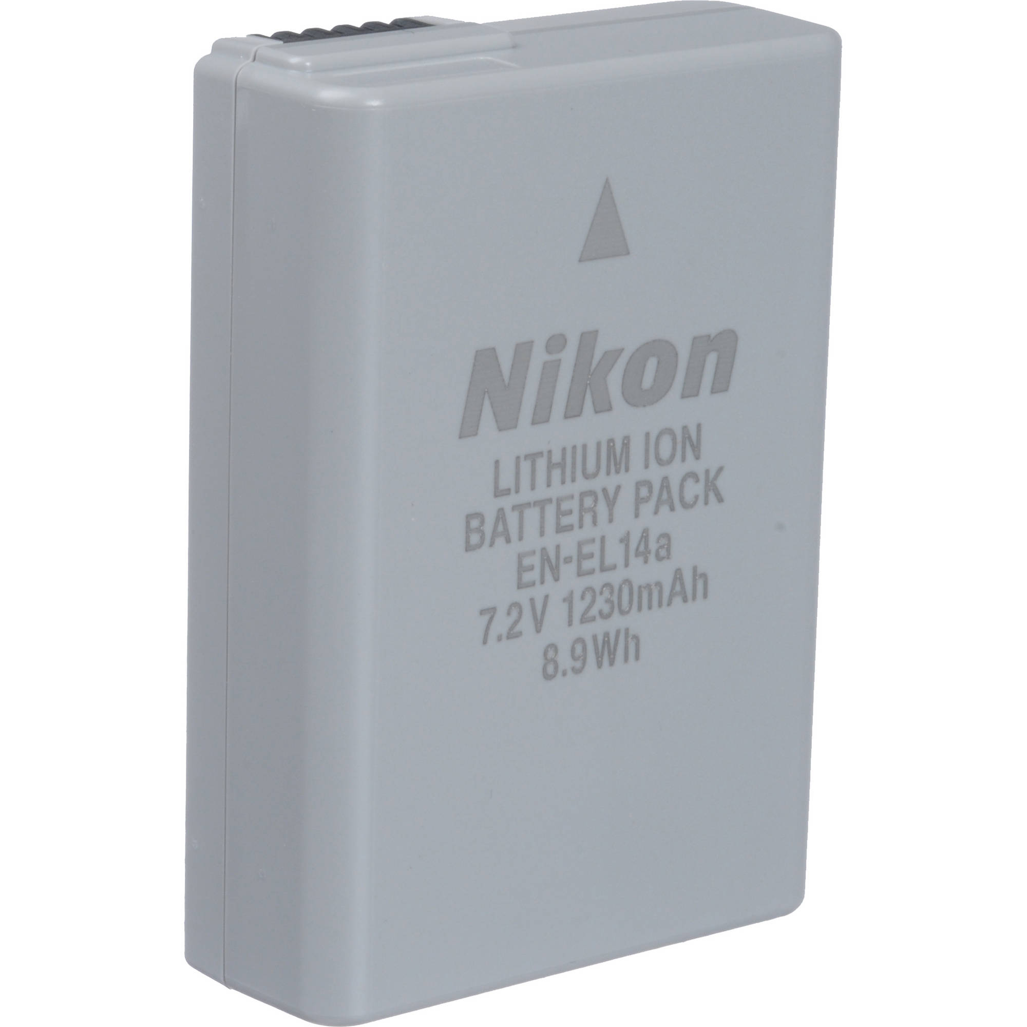Nikon lithium ion battery pack on a white background