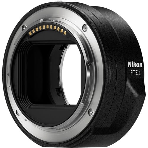 Nikon FTZ II lens adapter on a white background