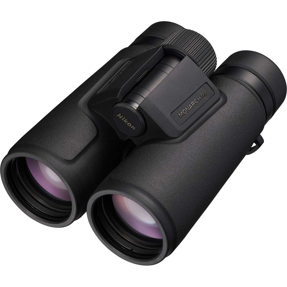 Nikon Monarch M5 Binoculars with ED glass and eco-friendly optics, offering wide field of view, high-resolution imagery, and water- and fog-proof design.