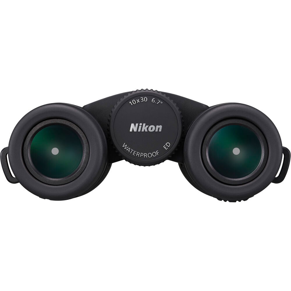 Compact Nikon Monarch M7 10x30 Binoculars with ED glass and waterproof design for bright, detailed outdoor viewing.