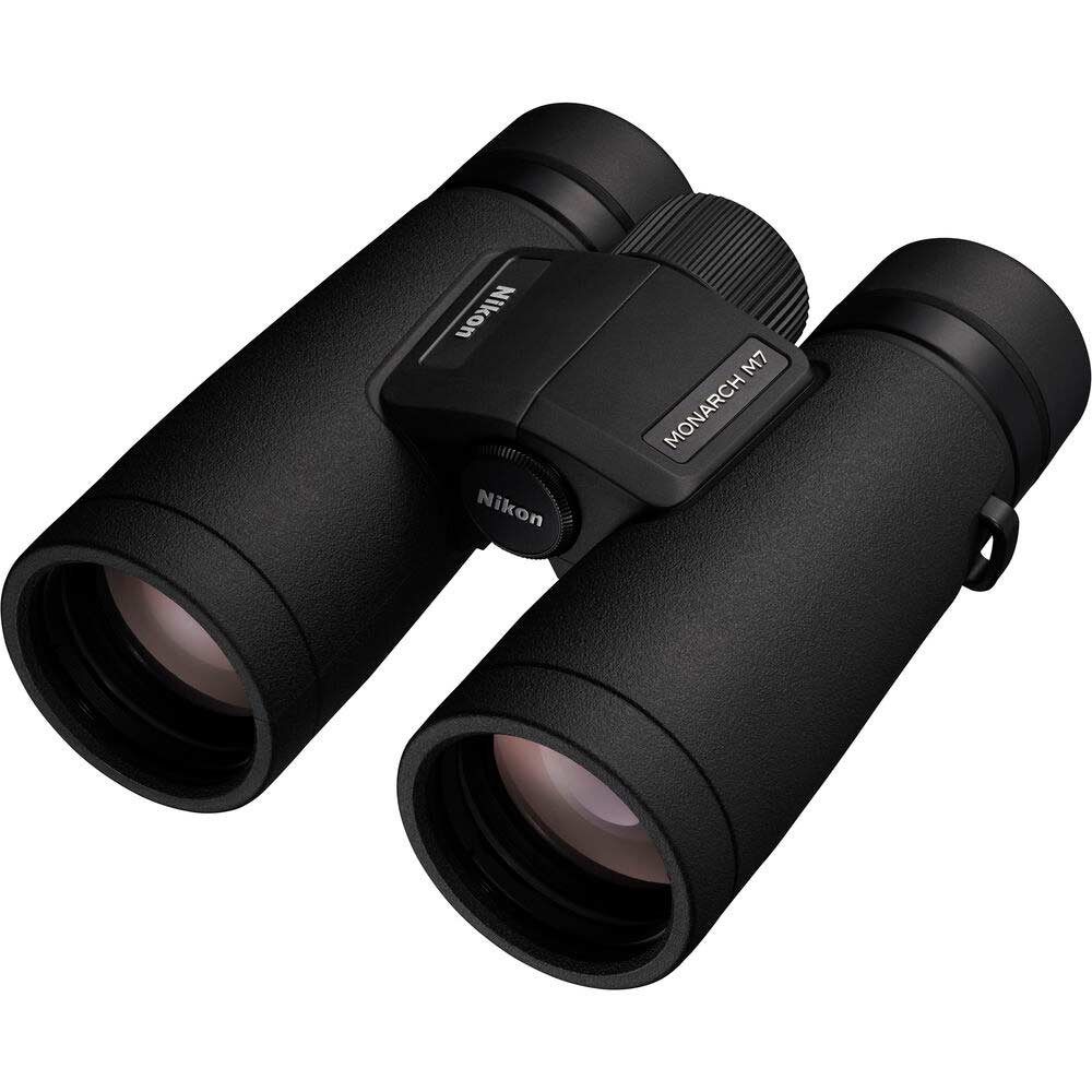 Nikon Monarch M7 8x42 Binoculars with ultra-wide 144.4m field of view, ED glass, and bright, clear optics for birding and nature observation.
