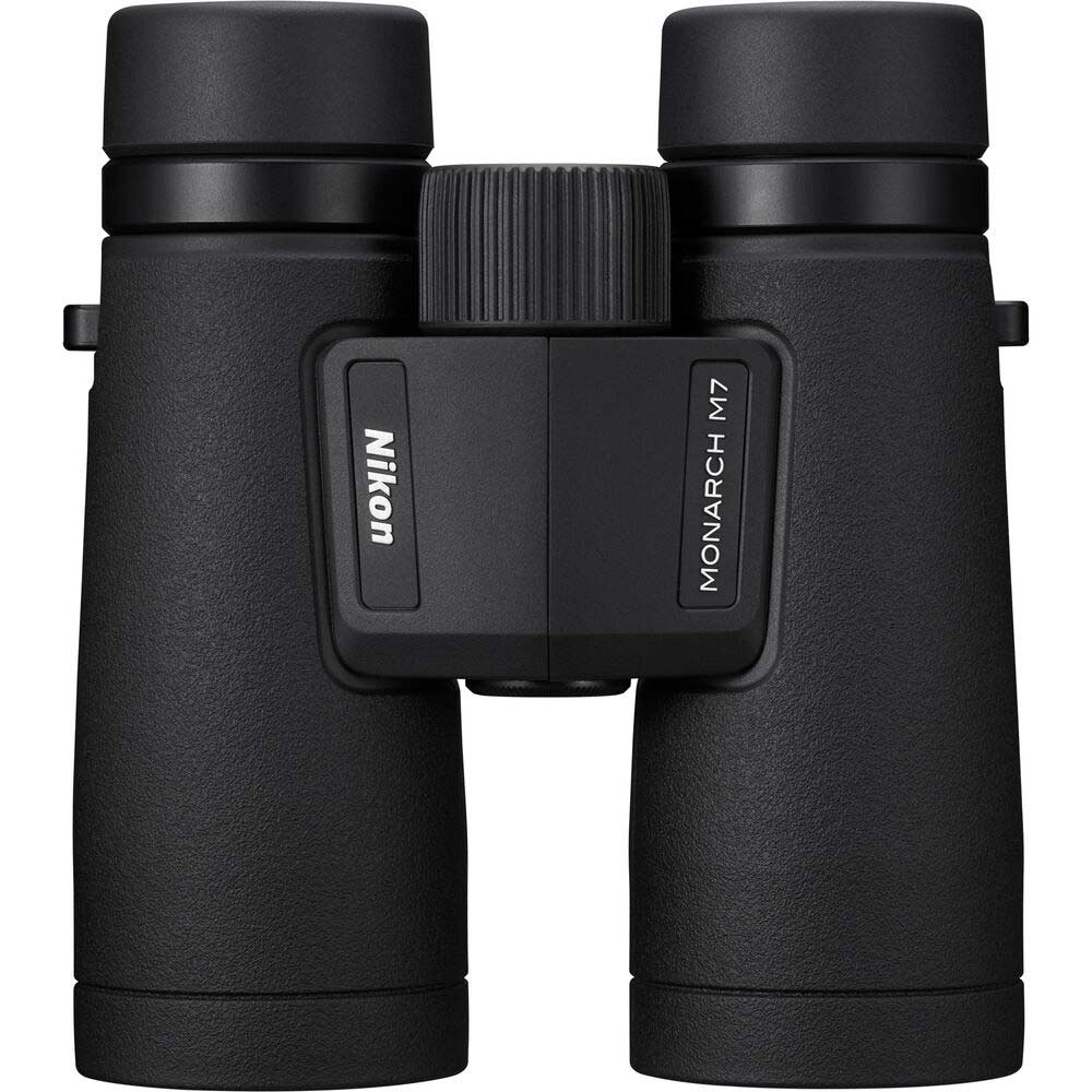 Nikon Monarch M7 8x42 Binoculars with ultra-wide 144.4m field of view, ED glass, and bright, clear optics for birding and nature observation.