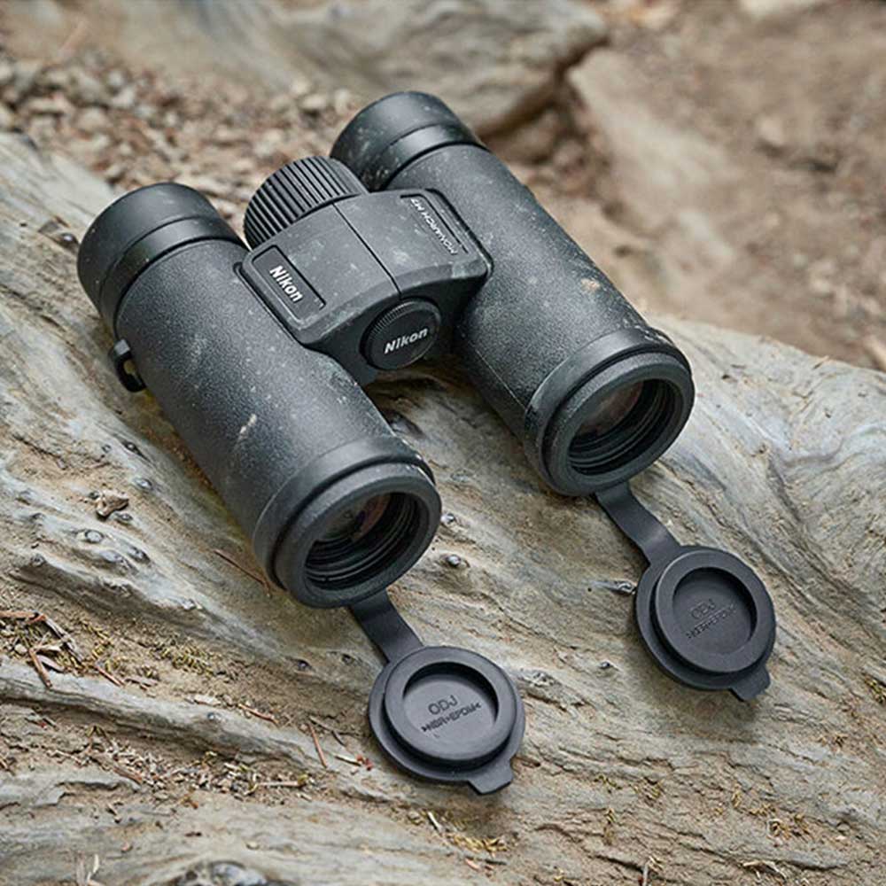 Nikon Monarch M7 8x42 Binoculars with ultra-wide 144.4m field of view, ED glass, and bright, clear optics for birding and nature observation.