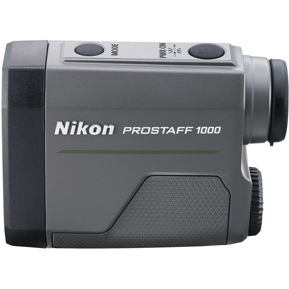 Nikon Prostaff 1000 6x20 rangefinder with 5–910m range, 6x monocular optics, target priority modes, and rugged, rainproof design.