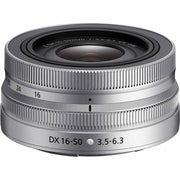 Nikon Z DX 16-50mm f/3.5-6.3 VR Lens in silver – compact, versatile zoom lens with Vibration Reduction, ideal for everyday photography.