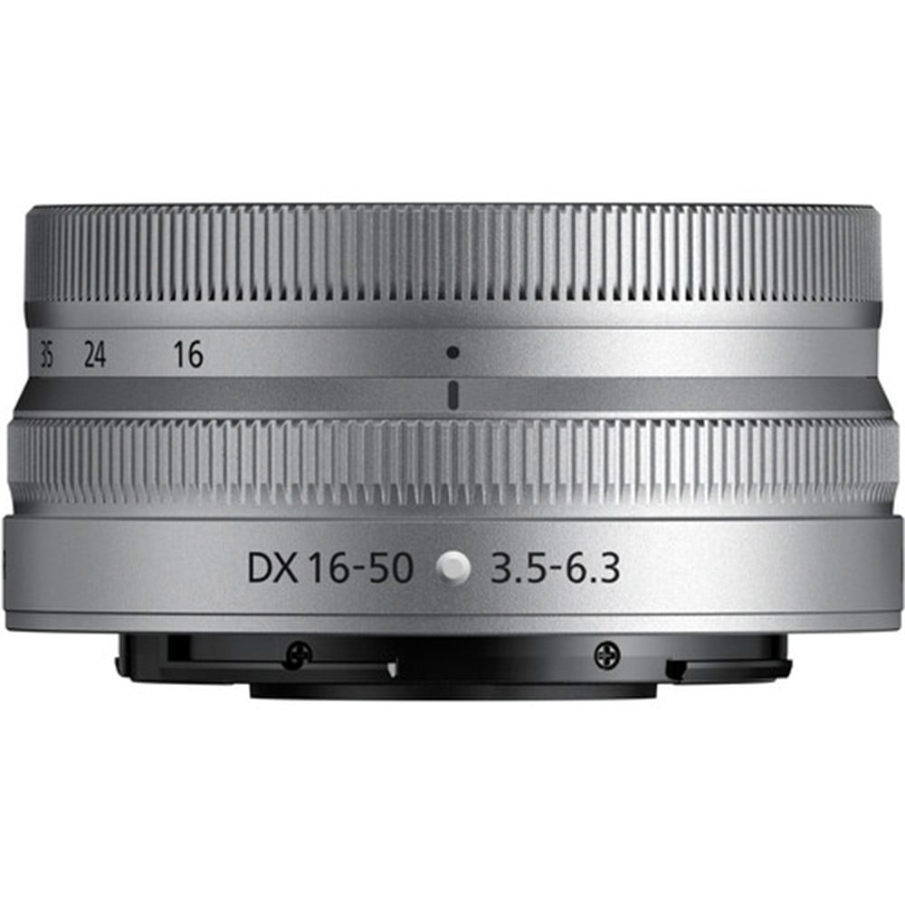 Nikon Z DX 16-50mm f/3.5-6.3 VR Lens in silver – compact, versatile zoom lens with Vibration Reduction, ideal for everyday photography.