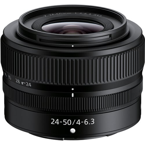 Nikon Z5 full-frame mirrorless camera with 24.3MP CMOS sensor, EXPEED 6 processor, paired with compact 24-50mm f/4-6.3 Z lens, featuring 4K UHD video.
