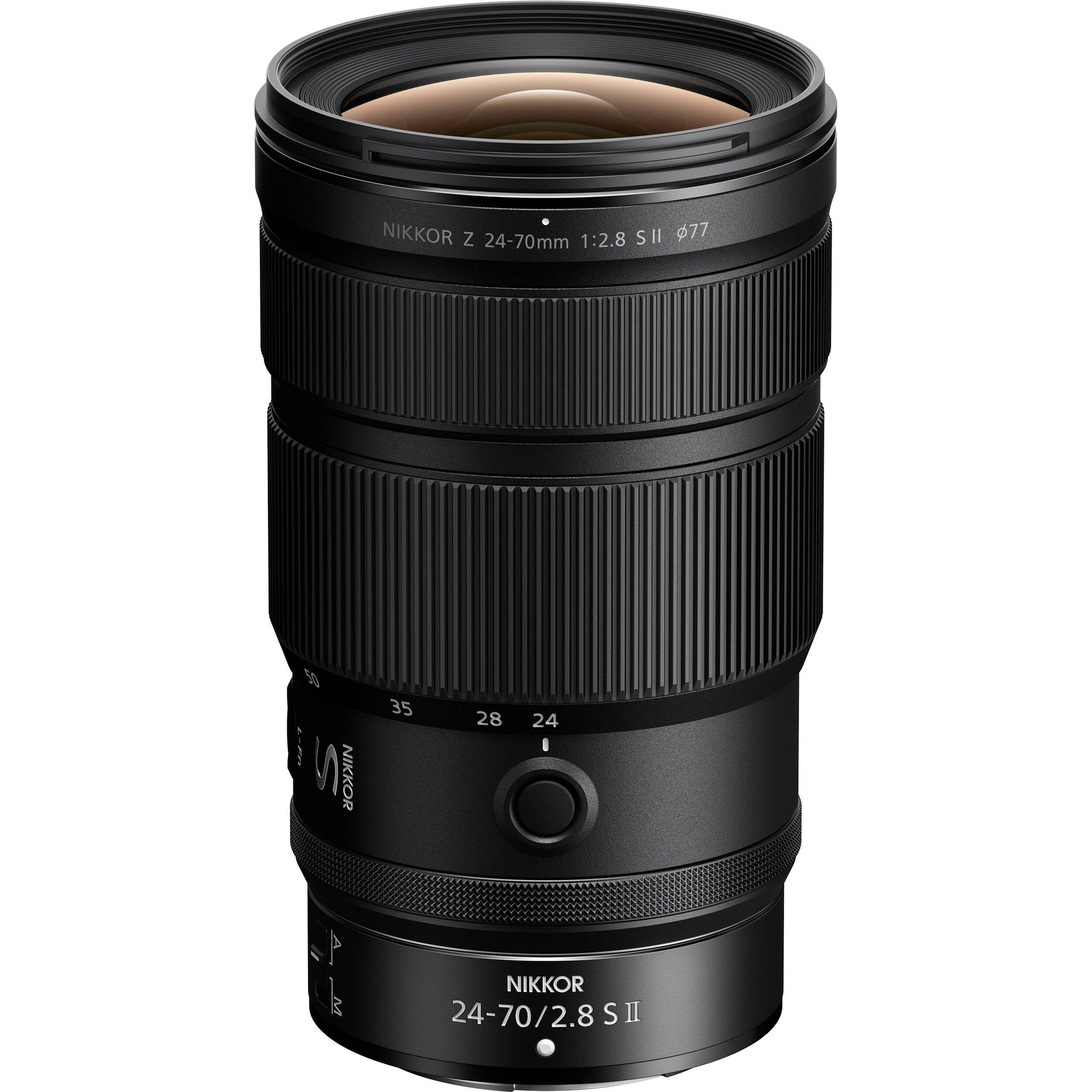 NIKKOR Z 24-70mm f/2.8 S II full-frame lens with internal zoom and S-Line optics.
