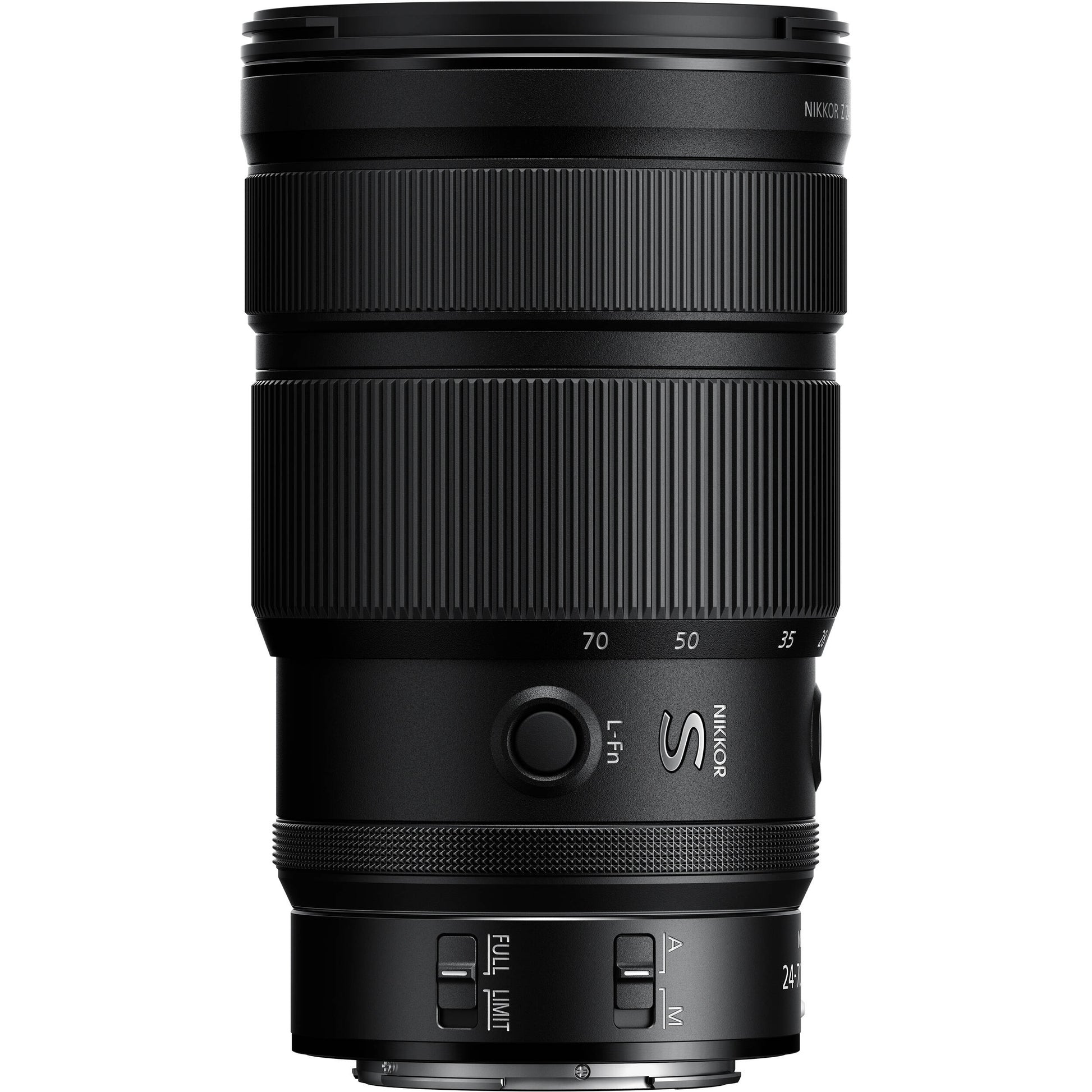 NIKKOR Z 24-70mm f/2.8 S II full-frame lens with internal zoom and S-Line optics.