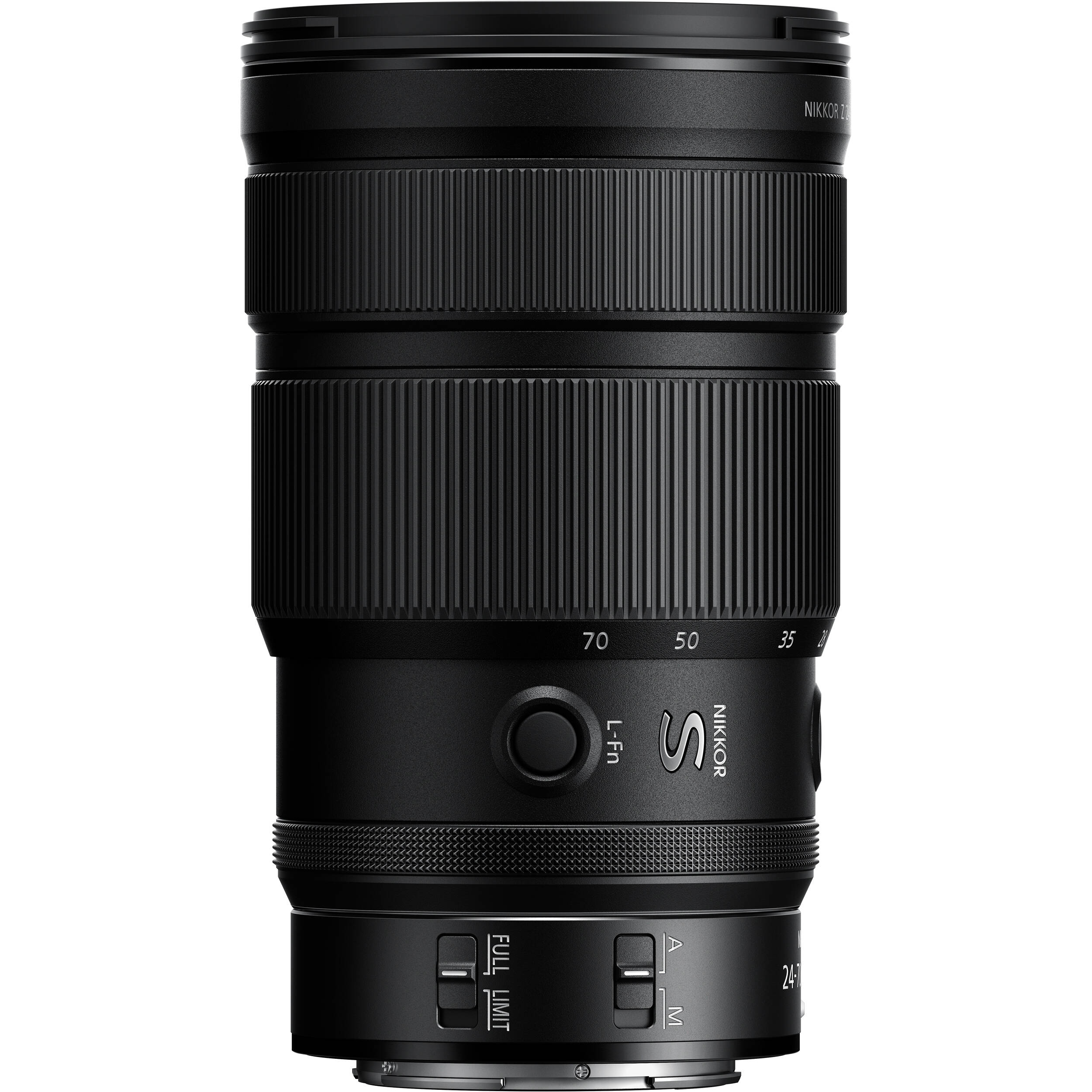 NIKKOR Z 24-70mm f/2.8 S II full-frame lens with internal zoom and S-Line optics.