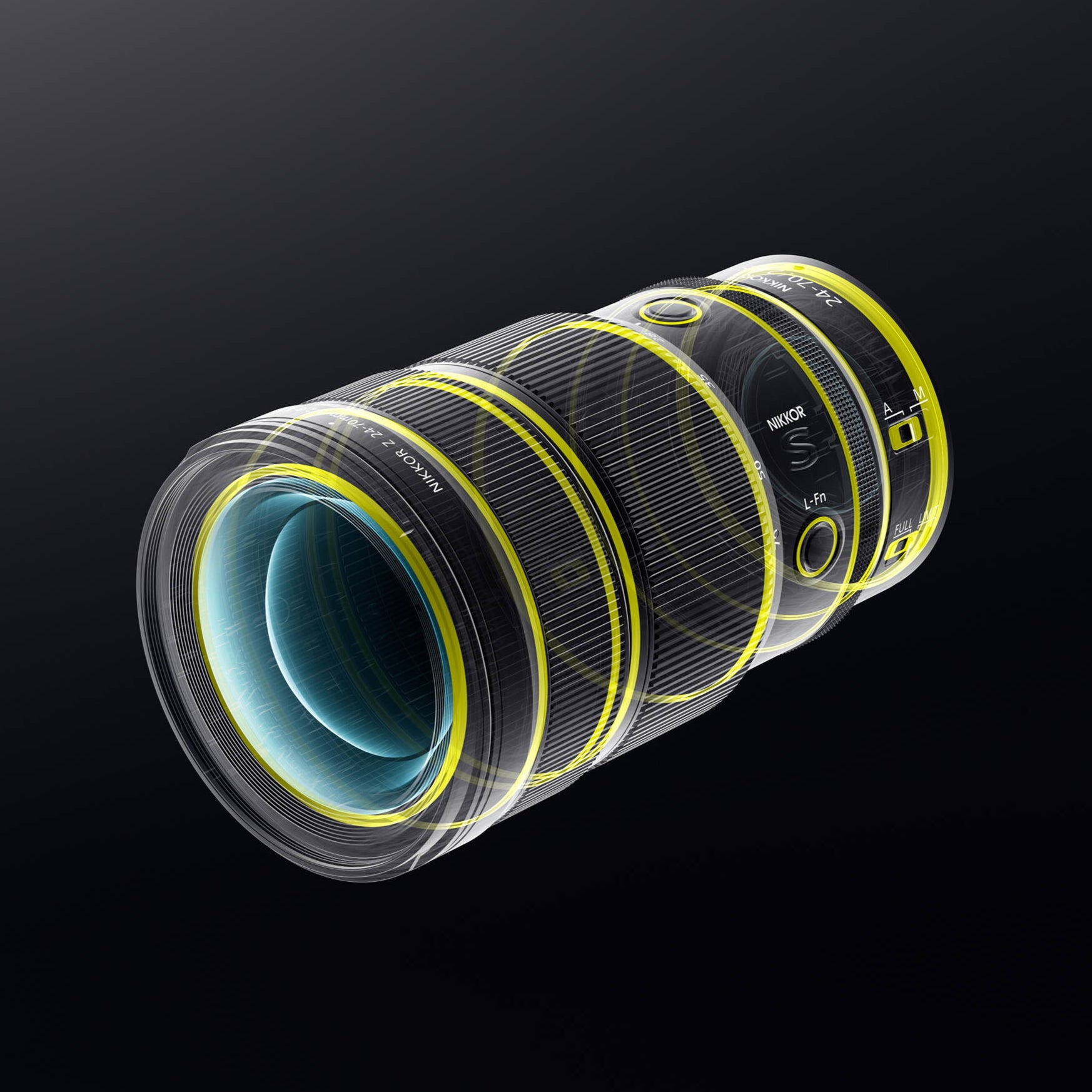 NIKKOR Z 24-70mm f/2.8 S II full-frame lens with internal zoom and S-Line optics.
