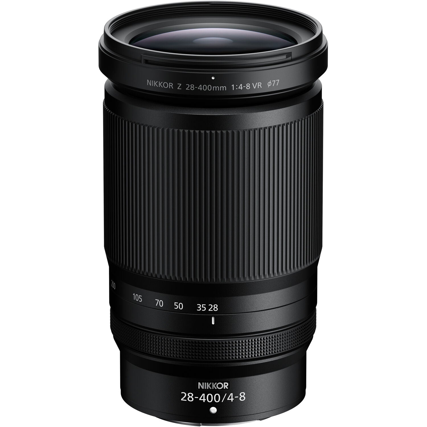 Nikon Z 28-400mm camera lens on a white background