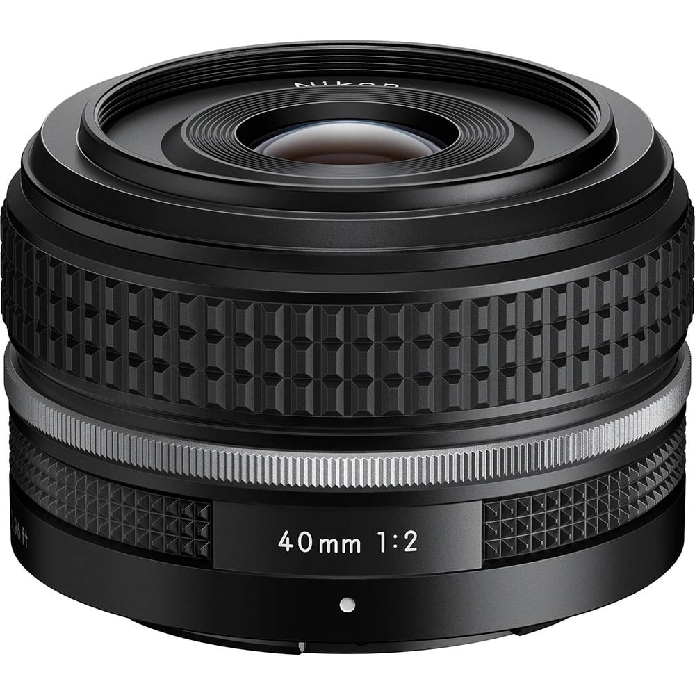 Nikon Z 40mm f/2 Special Edition lens featuring classic retro styling, bright aperture, and sharp image quality for Z-mount cameras.