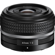 Nikon Z 40mm f/2 Special Edition lens featuring classic retro styling, bright aperture, and sharp image quality for Z-mount cameras.
