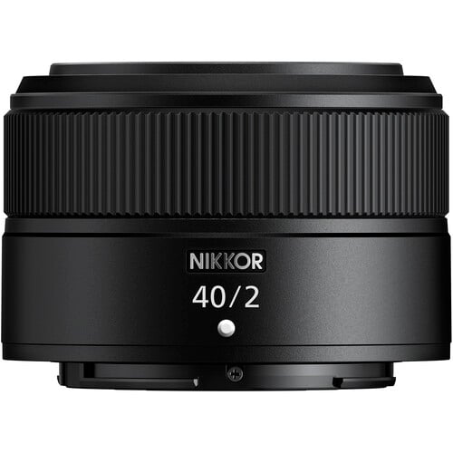 Nikon Z 40mm f/2 compact prime lens with bright aperture, smooth bokeh, and versatile performance for everyday photography and video.