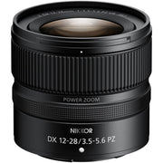 Nikon Z DX 12-28mm f/3.5-5.6 PZ VR lens. Ultra-wide power zoom with image stabilization, ideal for vlogging, travel, and video on DX-format Z-mount cameras.