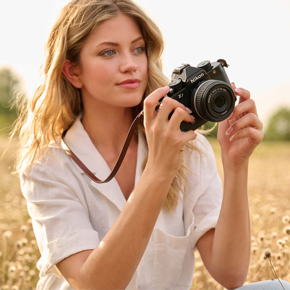 Nikon Z f Mirrorless Camera (Black) – retro-styled full-frame camera with modern Z-mount technology, 24.5MP sensor, and in-body image stabilization for photo and video.